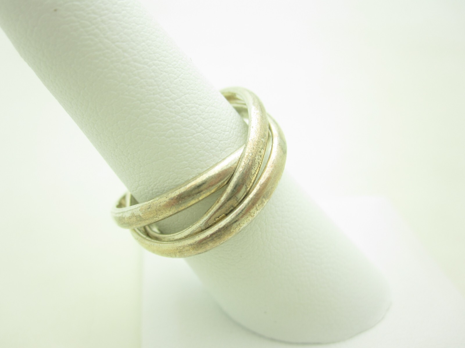 SU Mexico Sterling Silver Interlocking Smooth Rings Size 8
