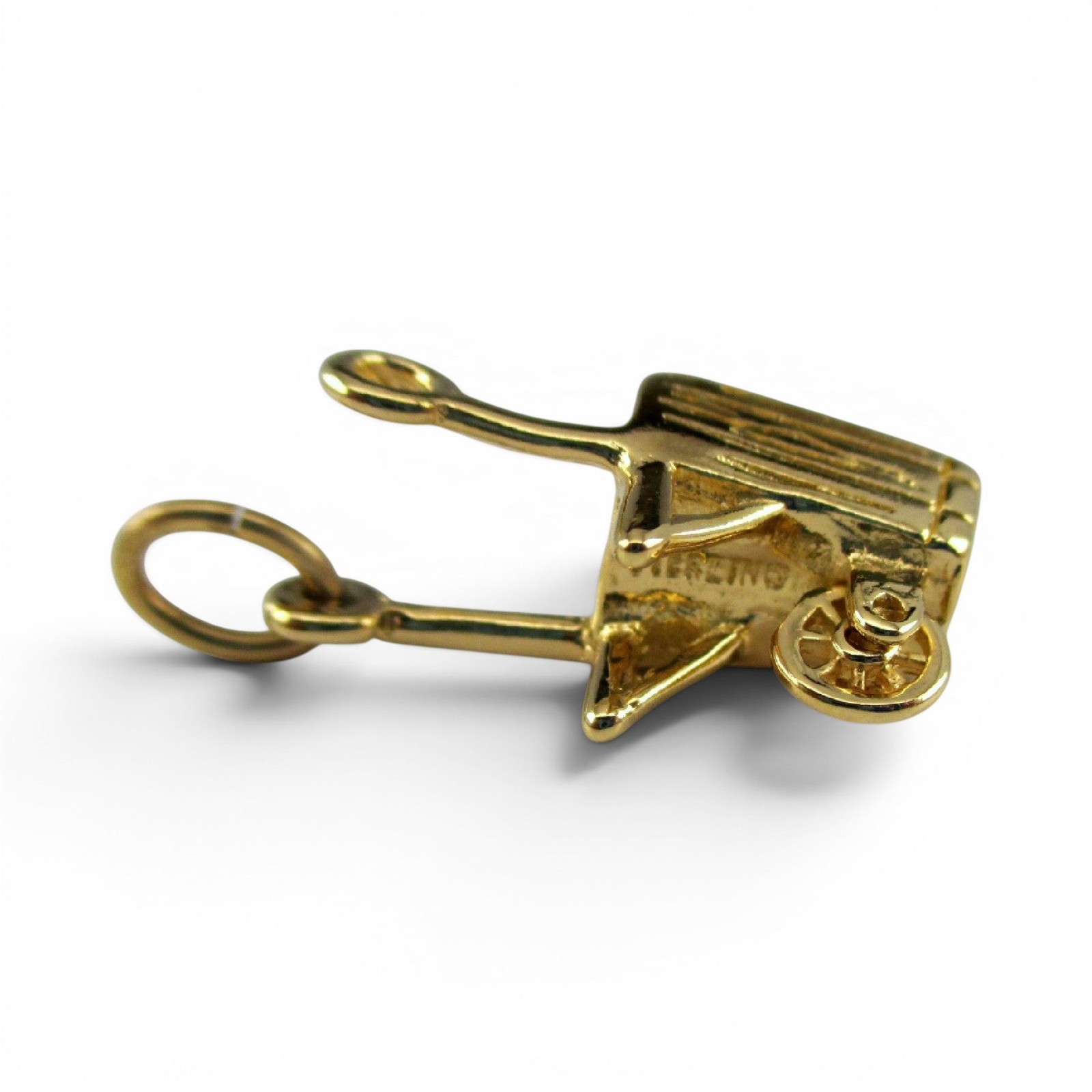 Sterling Silver or Gold Vermeil Wheelbarrow Charm for Bracelet 3D Gardener Gift
