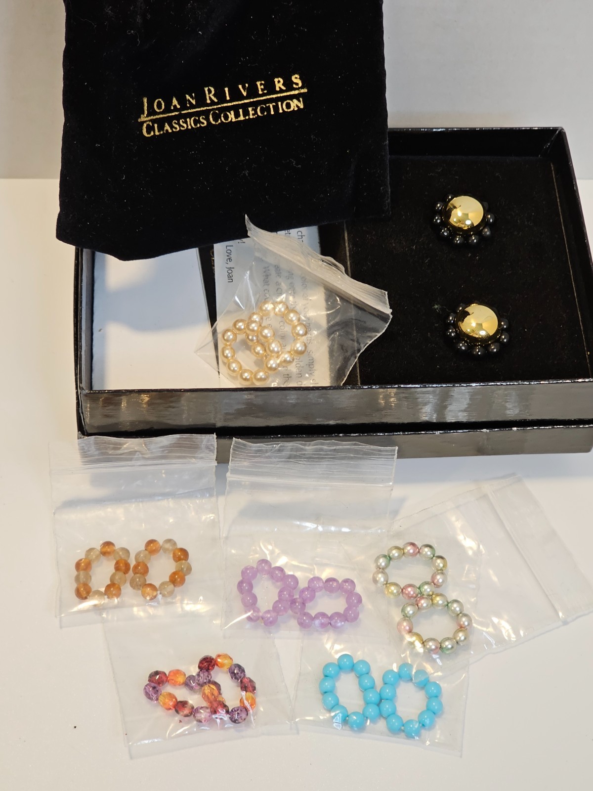 Vintage Joan Rivers Earrings set convertible bead faux pearl multicolor