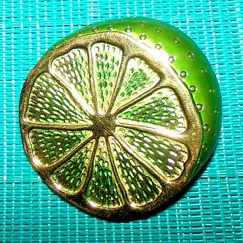 CROWN TRIFARI signed Lime slice shaped pin–FUN!–OMG!!