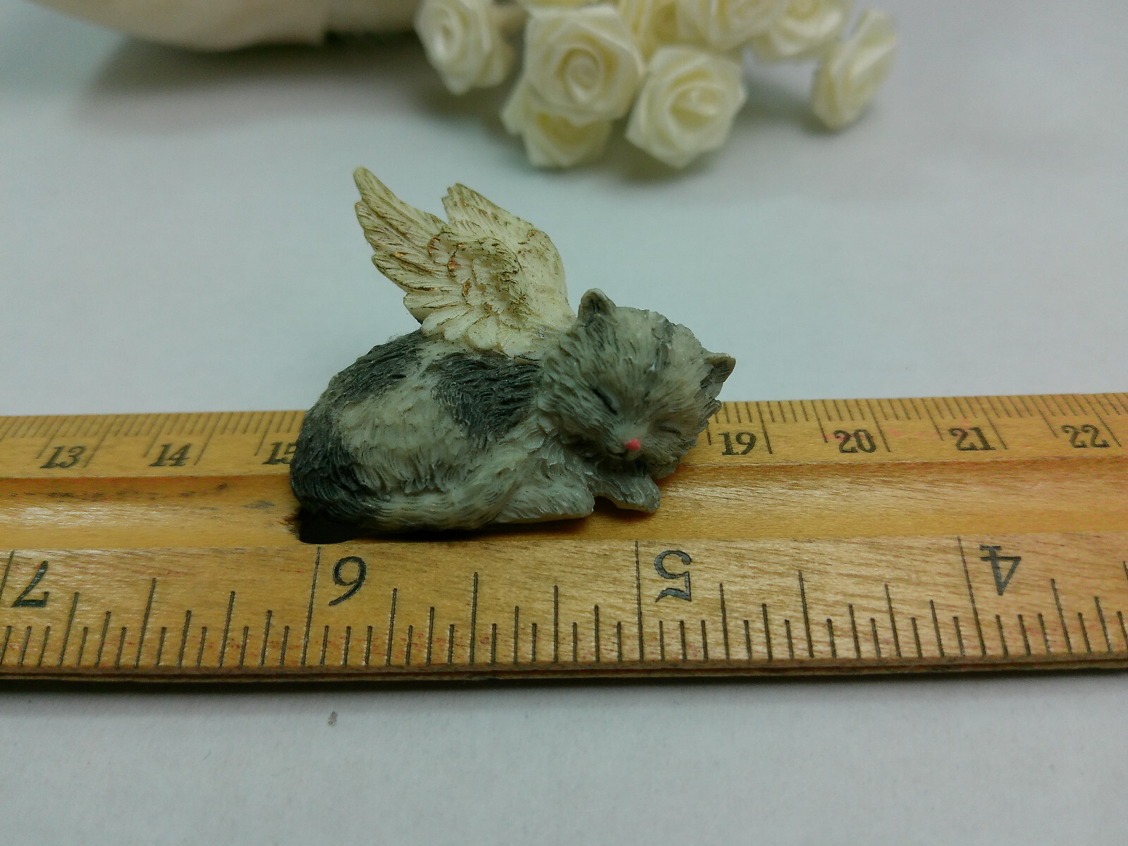 Sweet Vtg GANZ Sleeping Guardian Angel Kitty Cat Whimsical Boho Retro Pin Brooch