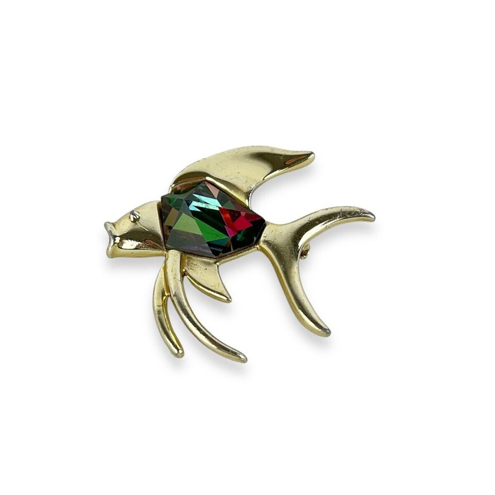 Sarah Coventry Brooch Tropicana Fish Pin Sparkly Faceted Stone Gold Tone Vintage