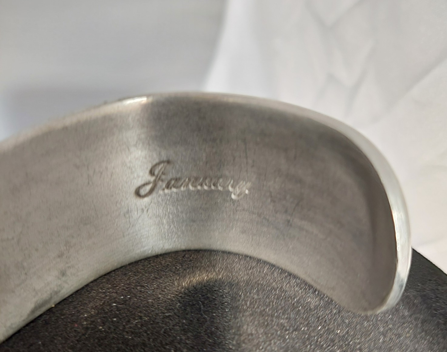 5 Vintage Pewter Birth Month by Flower Cuff Bracelets, Salisbury Pewter