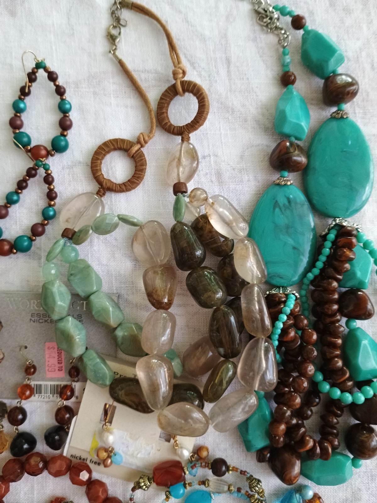 VTG Jewelry Lot Turquoise Green Earthy Colors Boho Necklaces Bracelets Resellers