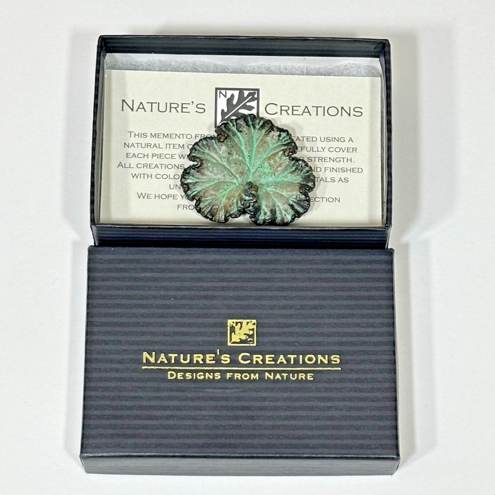 Nature’s Creations Lot of 2 Brooch Pin Copper Arborvitae Thujas & Geranium Leaf