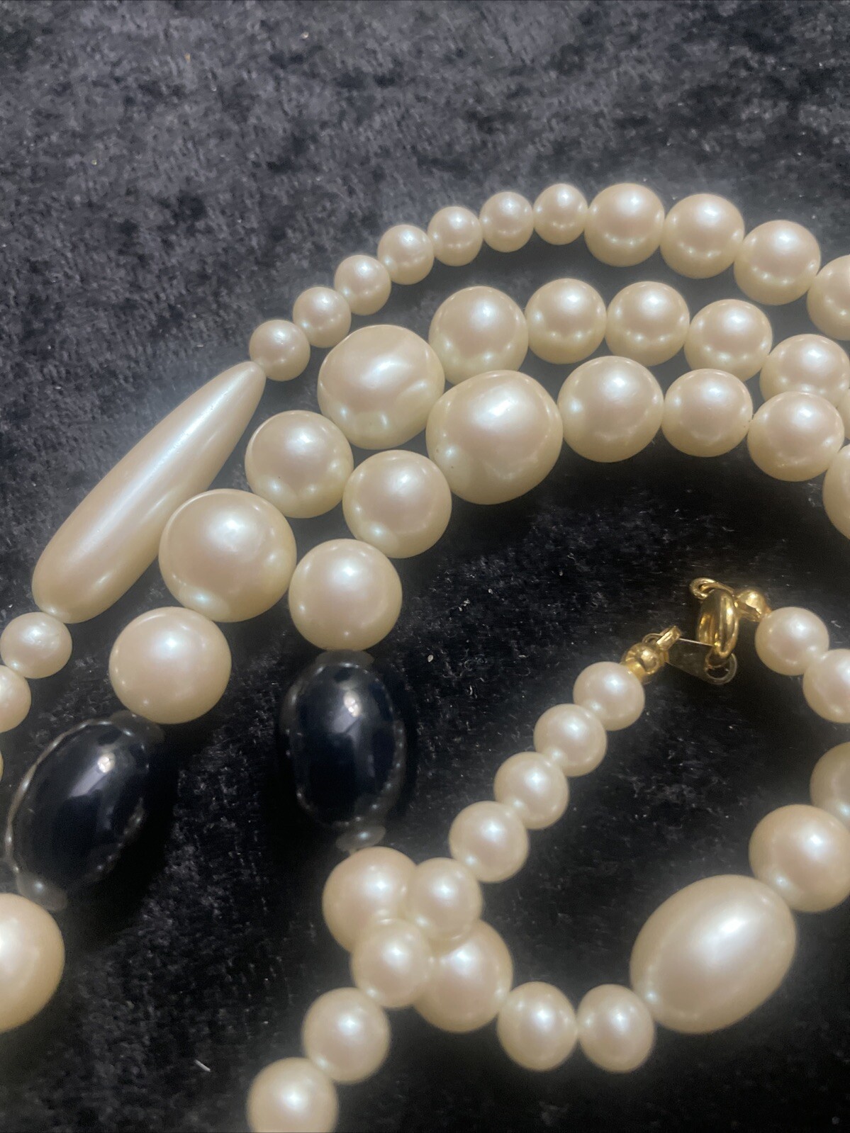 Vintage Different shapes and sizes Faux Pearls Necklace 52 Inch