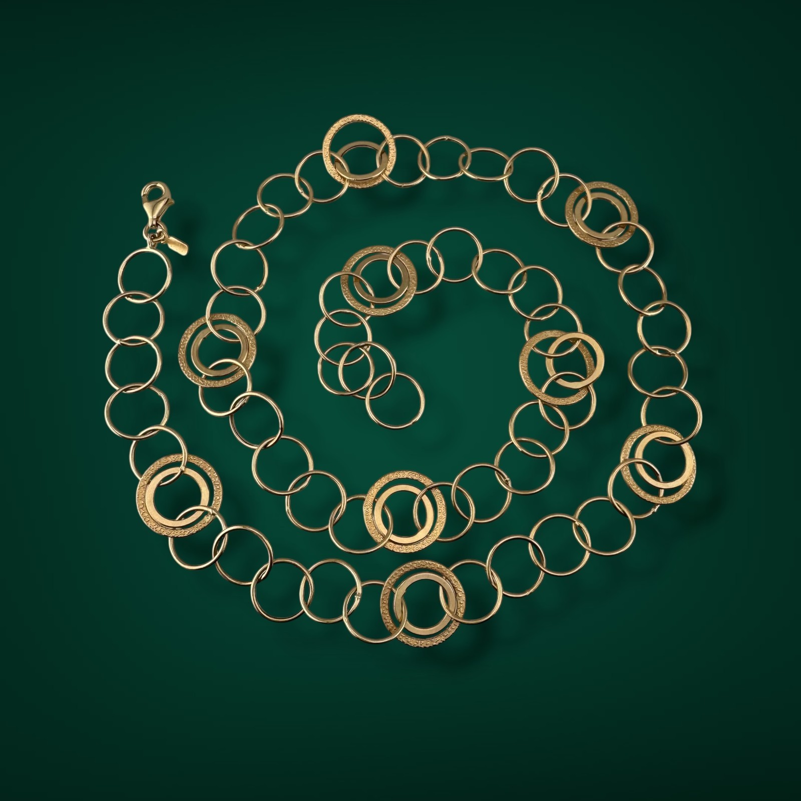 Vintage 14K Gold Long Layering Necklace with Textured Links 8.58g – 23.5″