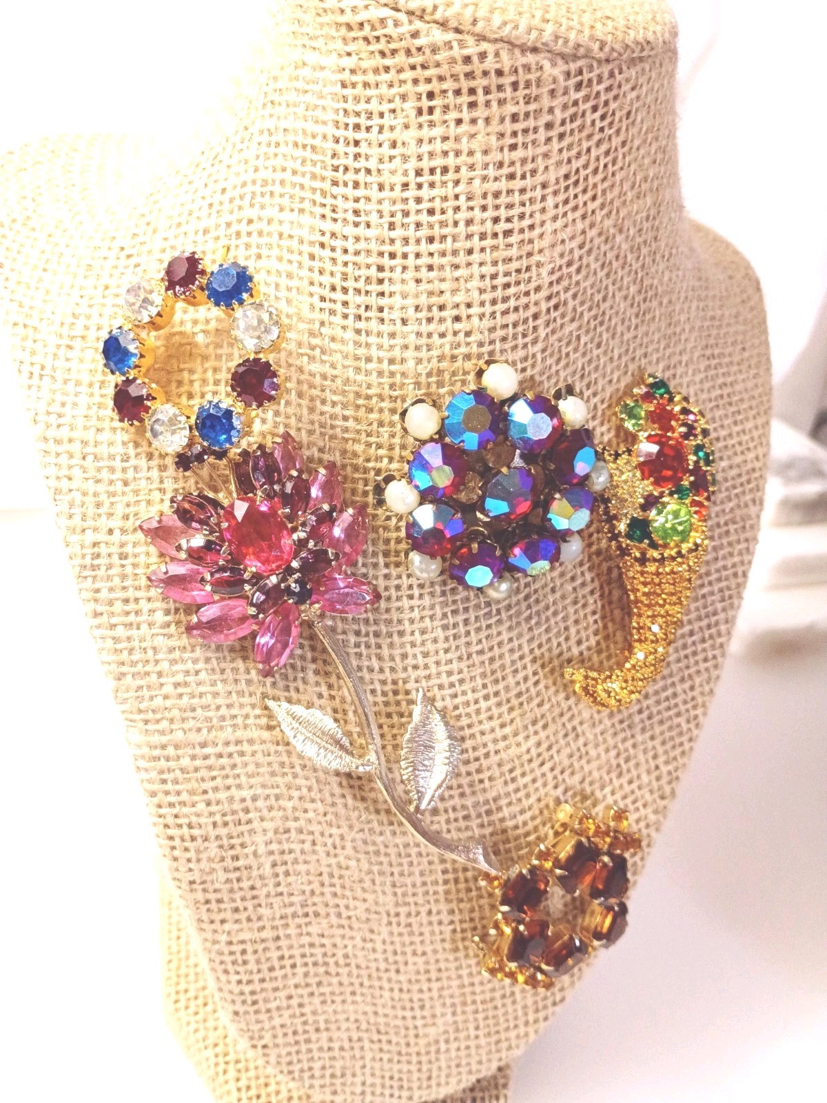 Rhinestone Brooch Vintage Jewelry Lot of 5 Brooches