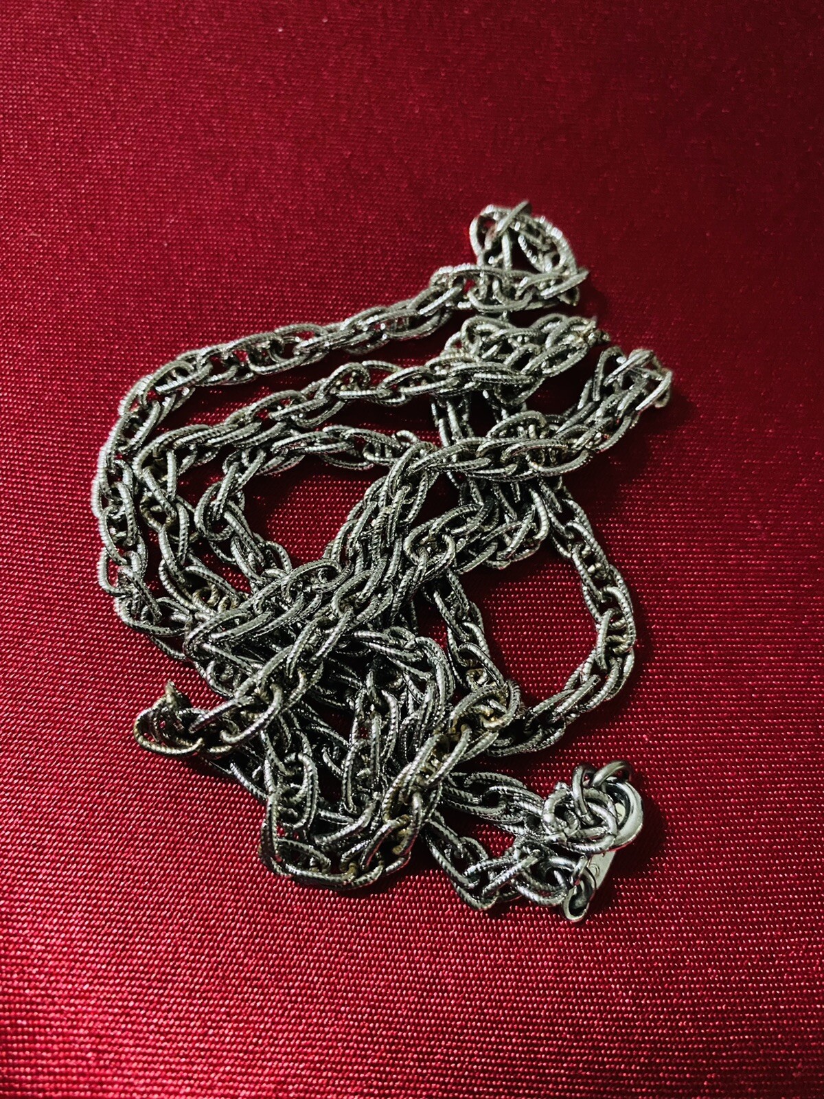 Vintage Unisex MONET Signed Silver Spiga Wheat Link Long Fashion Necklace 27”