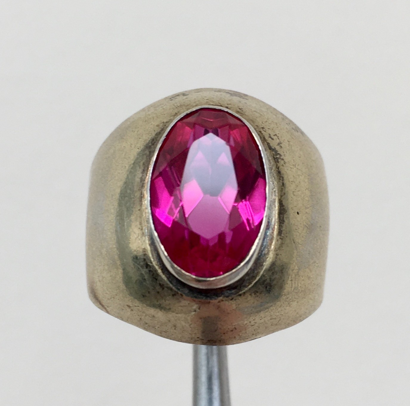 Ring № 16 Vintage Soviet Red Ruby Ring Silver Ring 875☆USSR Ring 7 size 6.95 gr