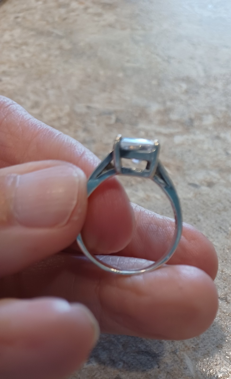 925 STERLING SILVER Ring Cubic Zirconia Stone sz about 7 1/2