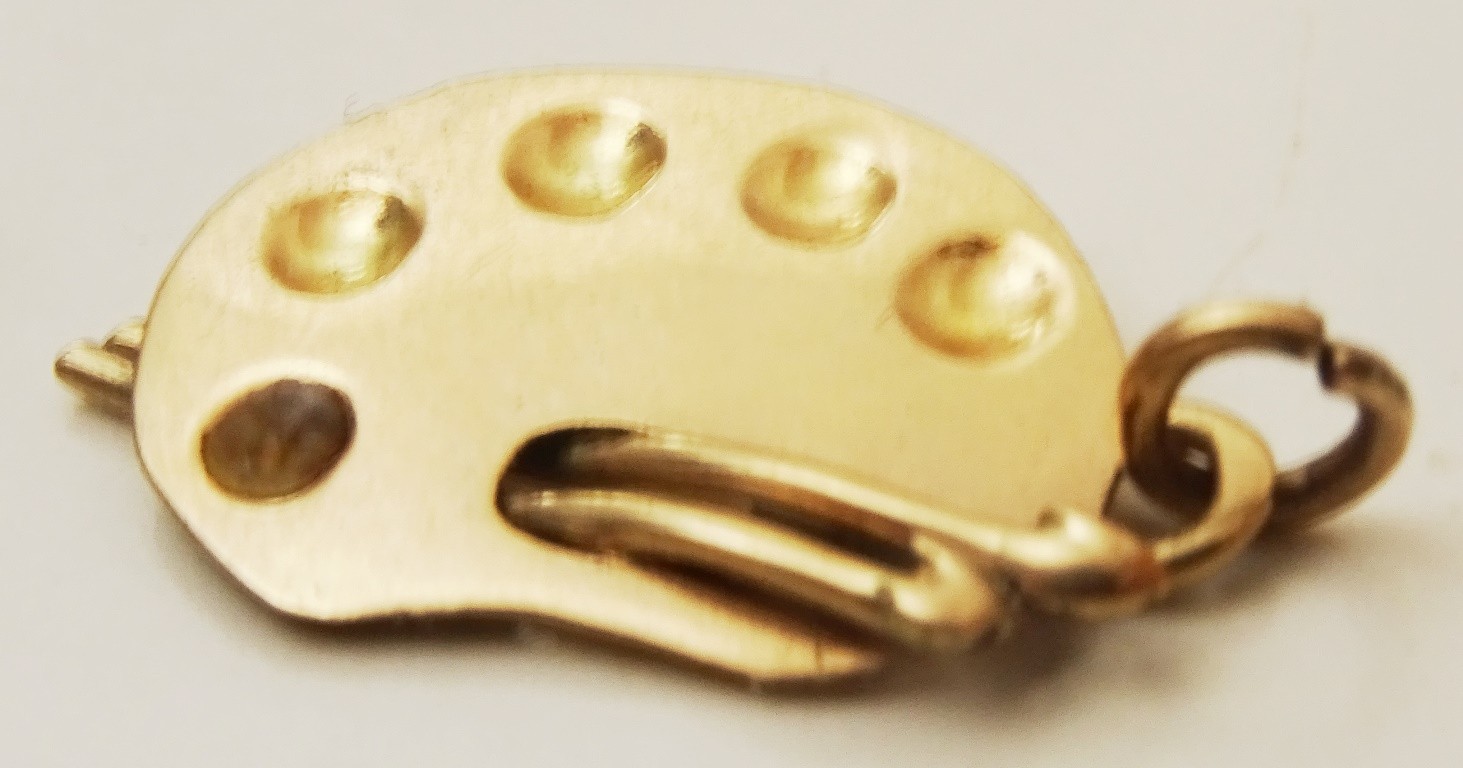 Vintage 9 karat Gold Painters paint board charm