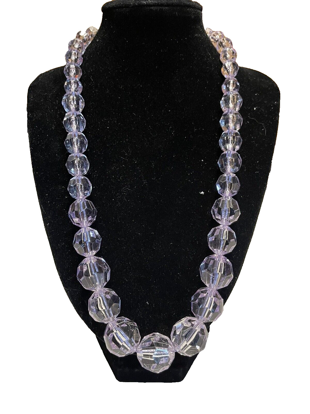 Purple Acrylic Crystal look Necklace Fashion Jewelry VTG 21″ BM