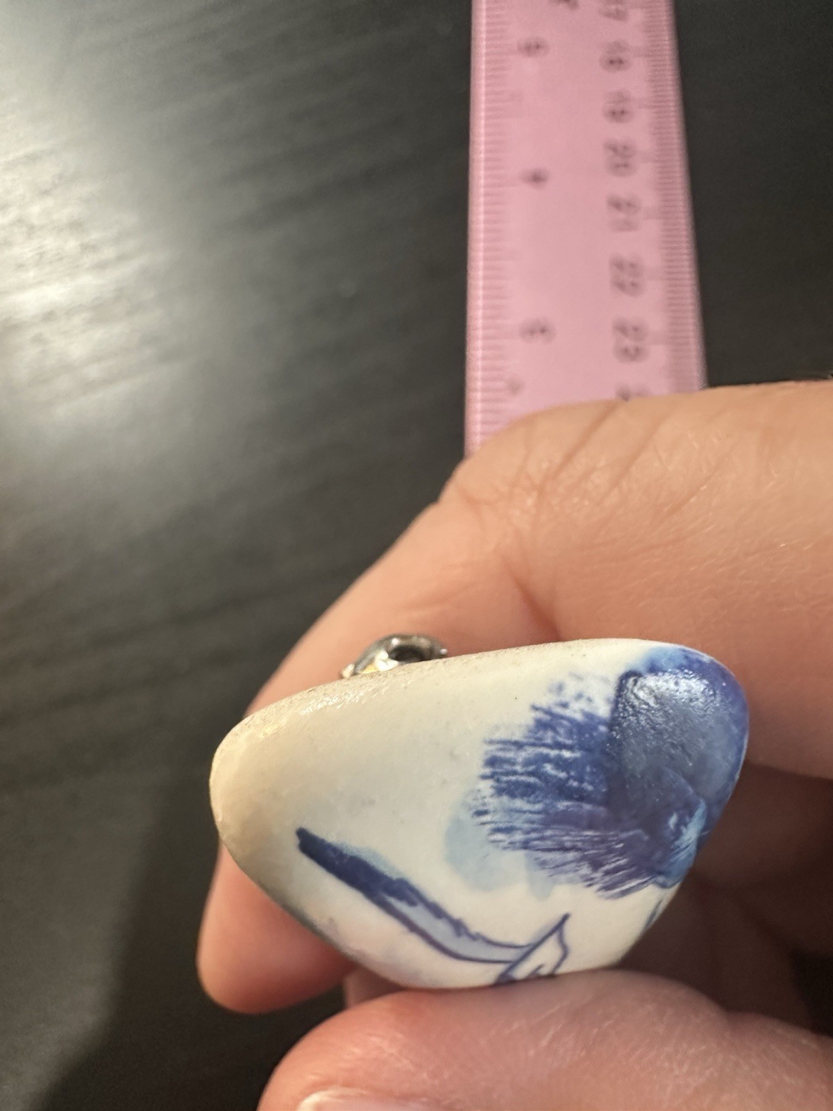 Vintage White & Blue Delft Holland Porcelain Segull Bird Brooch VTG Signed