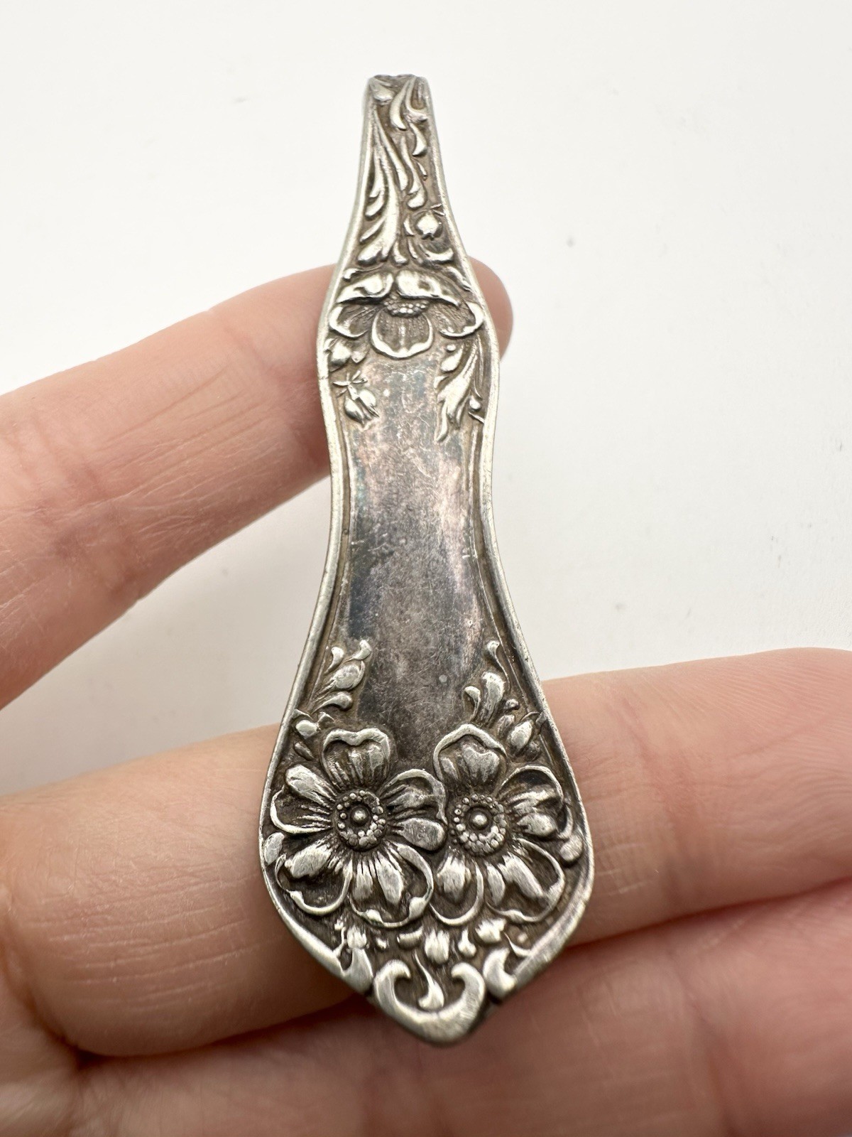 Vintage Upcycled Silverplated Spoon Handle Pendant Necklace Artisan Nouveau Art