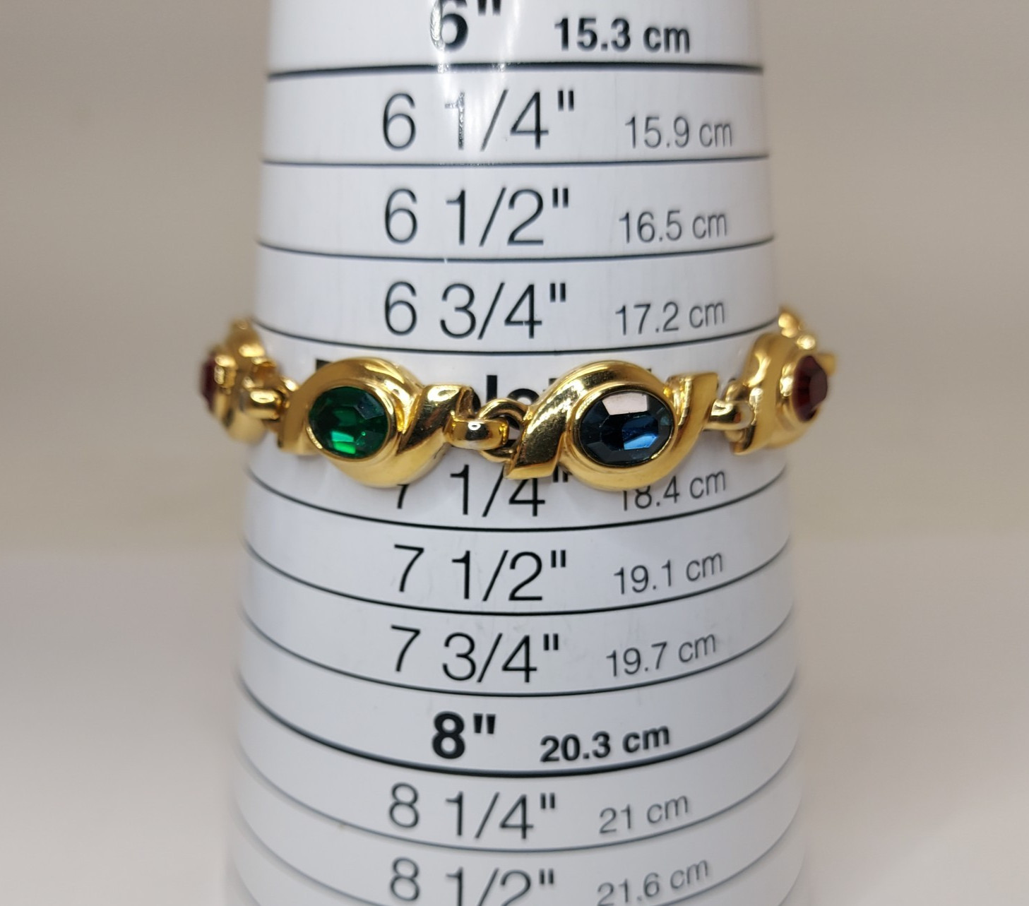 Vintage Bracelet Multi Color Faceted Crystals Gold Tone Unmarked