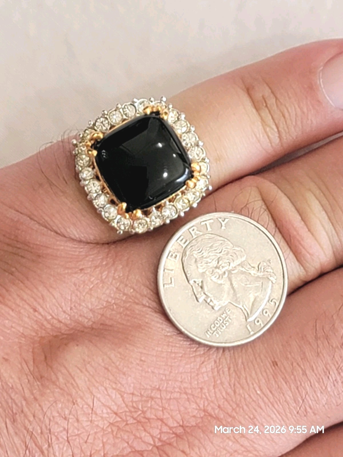 Unworn Vintage Merlite 14K Dura-Klad Gold Electroplate Cocktail Ring SIZE 9