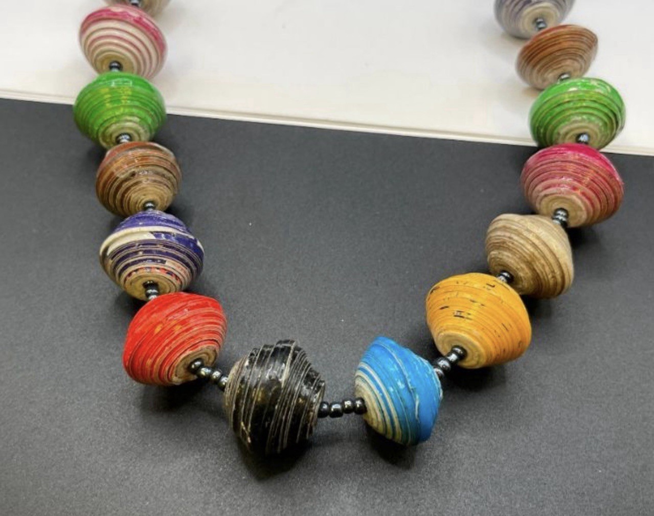 Vintage African Handmade Bead Necklace Uganda 30 Inch