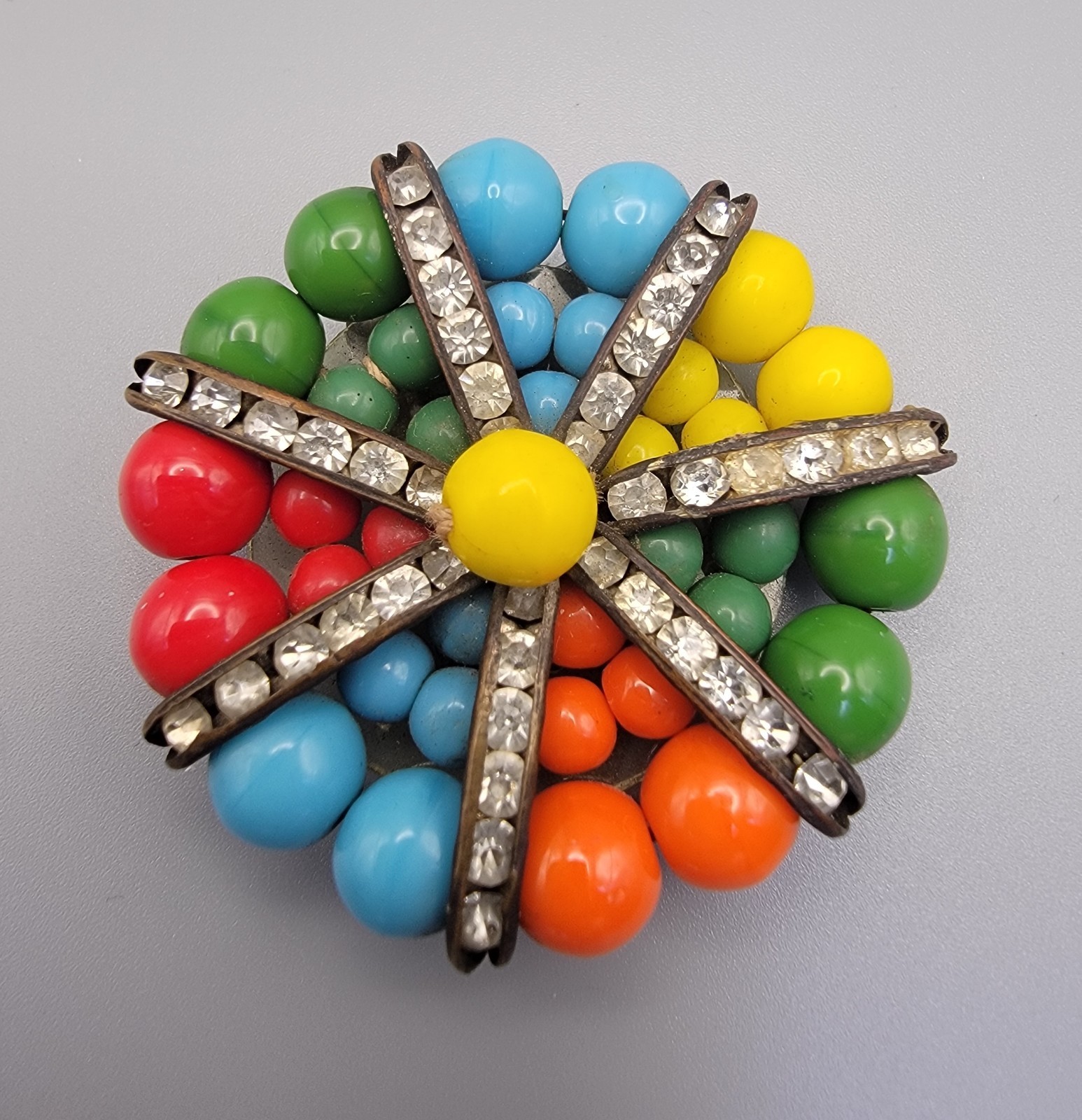Vintage Miriam Haskell Unsigned? Dress Clip Brooch Wired Glass Beads