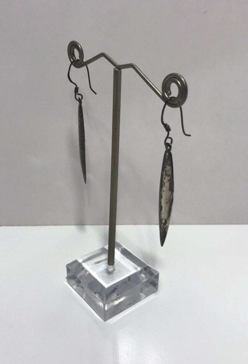 CW Vintage Sterling Silver Long Dangle Earrings 2.7 Grams