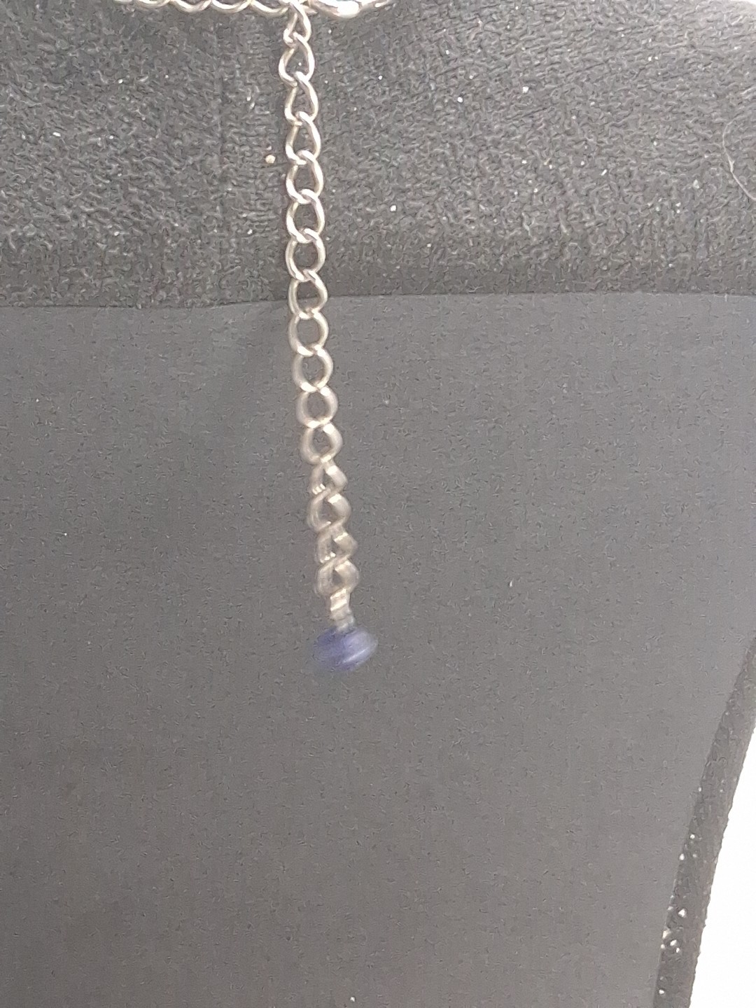 Vintage Niobium Teal & Blue Leaf Charm Station Necklace Bohemian Modernist…
