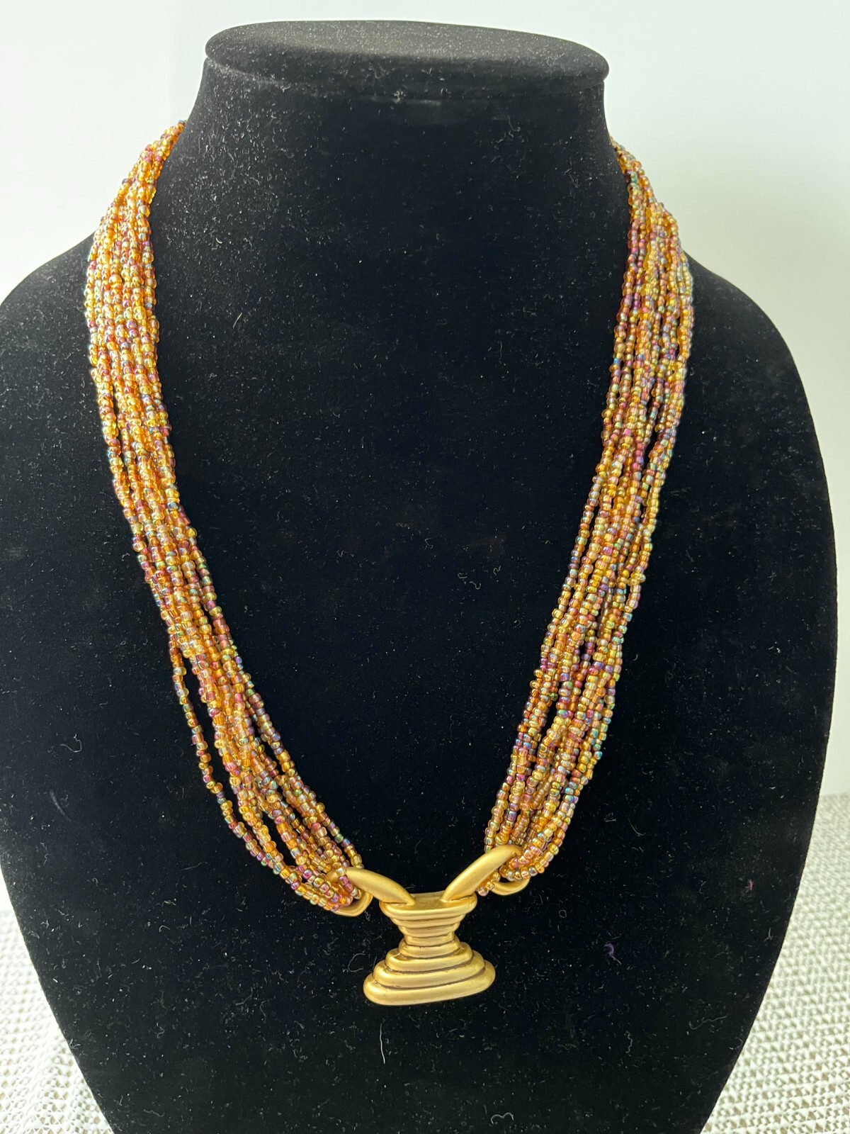 Egyptian Looking Vintage Multi-Sead Bead Necklace Unusual (REDUCED)