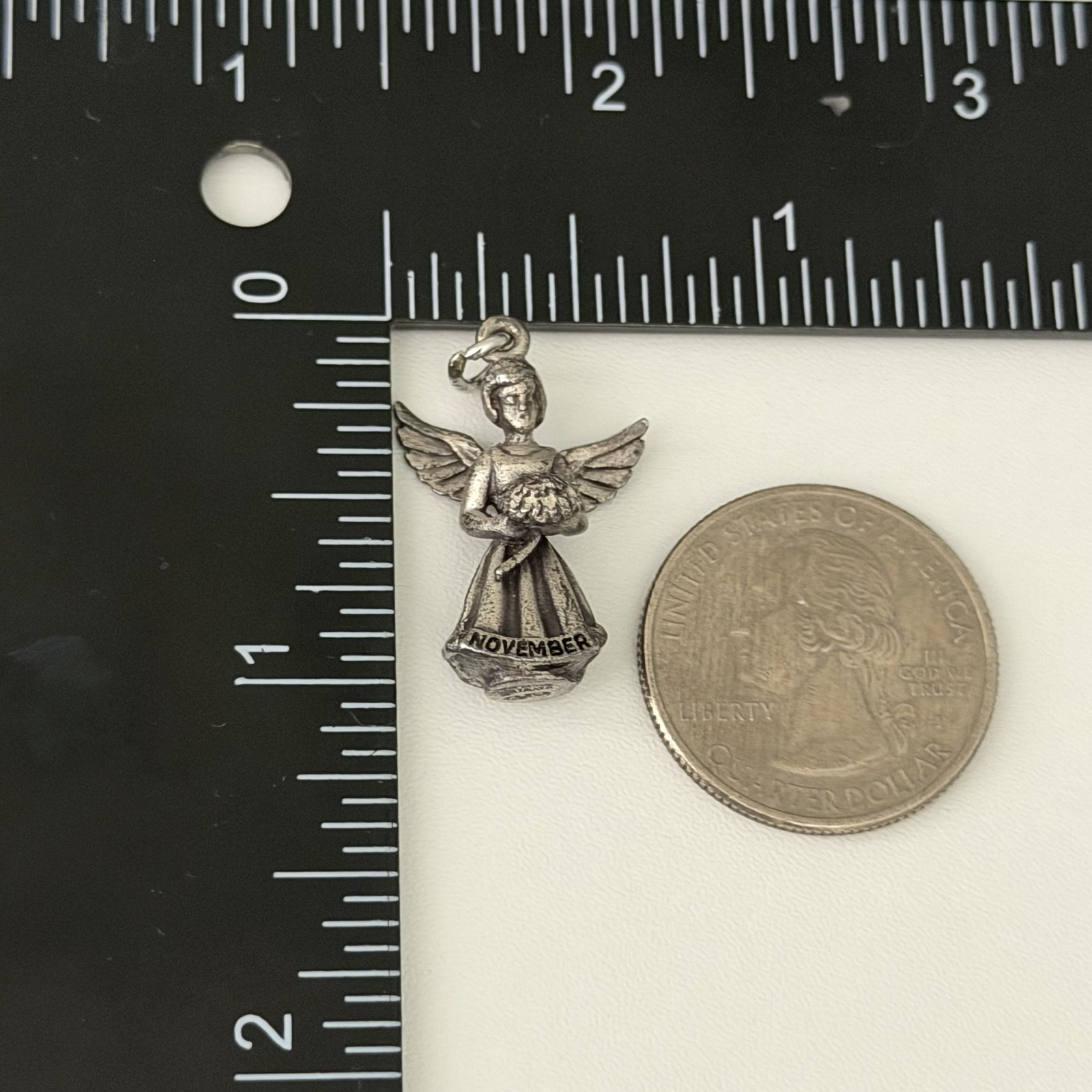 Vintage Hayward 925 Sterling Silver November Guardian Angel 3D Charm Pendant