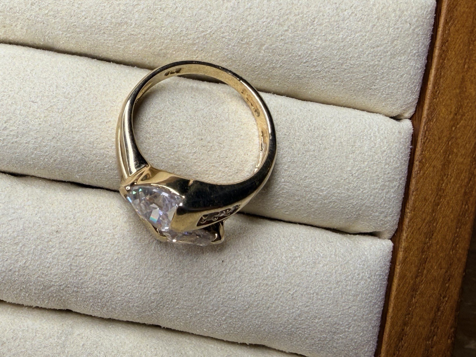 Trillion Cut Moissanite Gold Vermeil Over 925 Channel Set Split Shank Ring 8.5