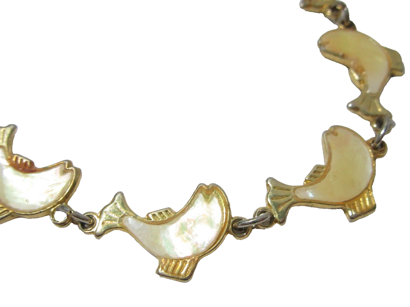 YELLOW PAUA SHELL DOLPHIN FISH BRACELET VINTAGE
