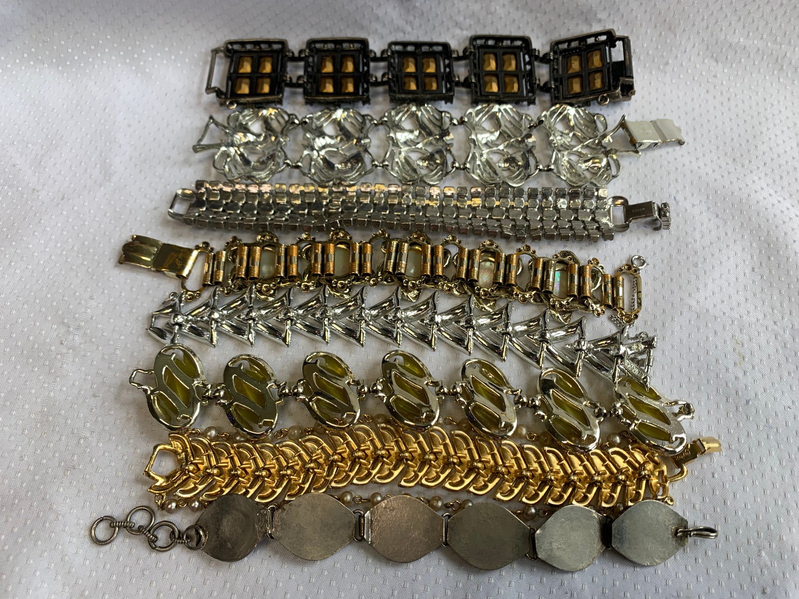 Vtg Costume Jewelry Bracelet Lot Weiss Coro Sarah C Rhinestone Enamel Lucite