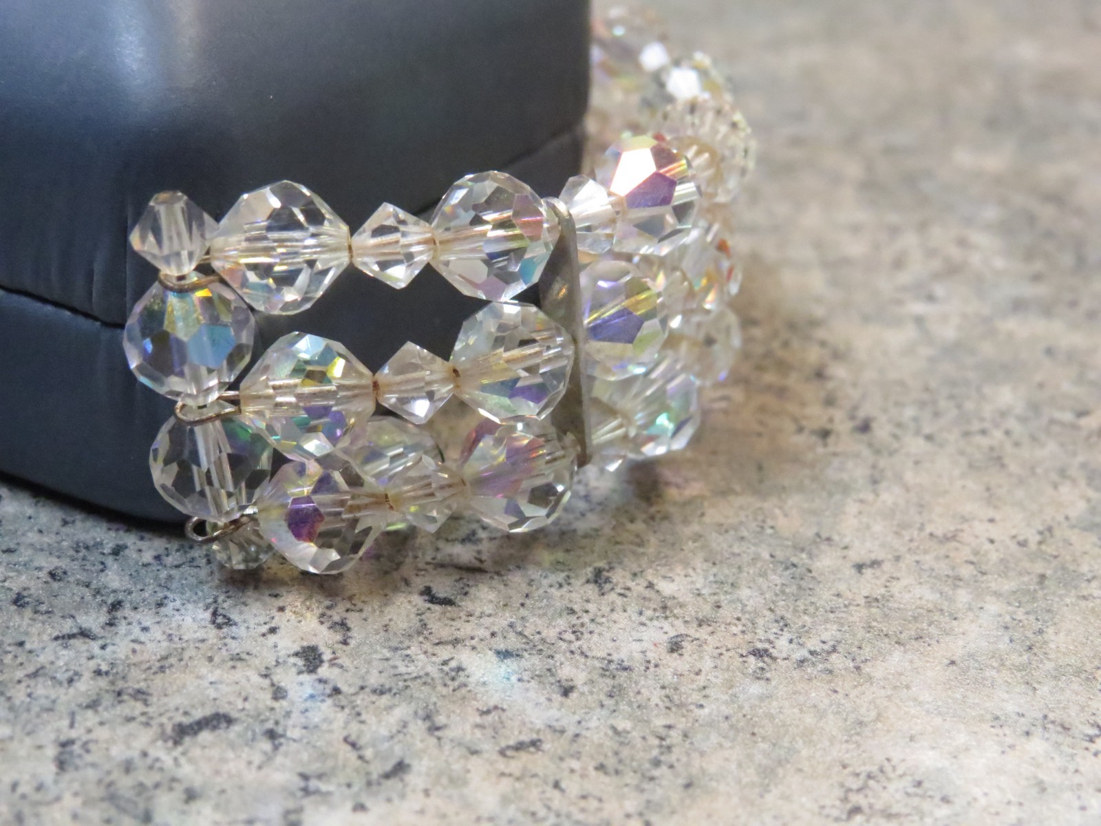 Vintage Aurora Borealis Crystal Beaded Stretch Bracelet