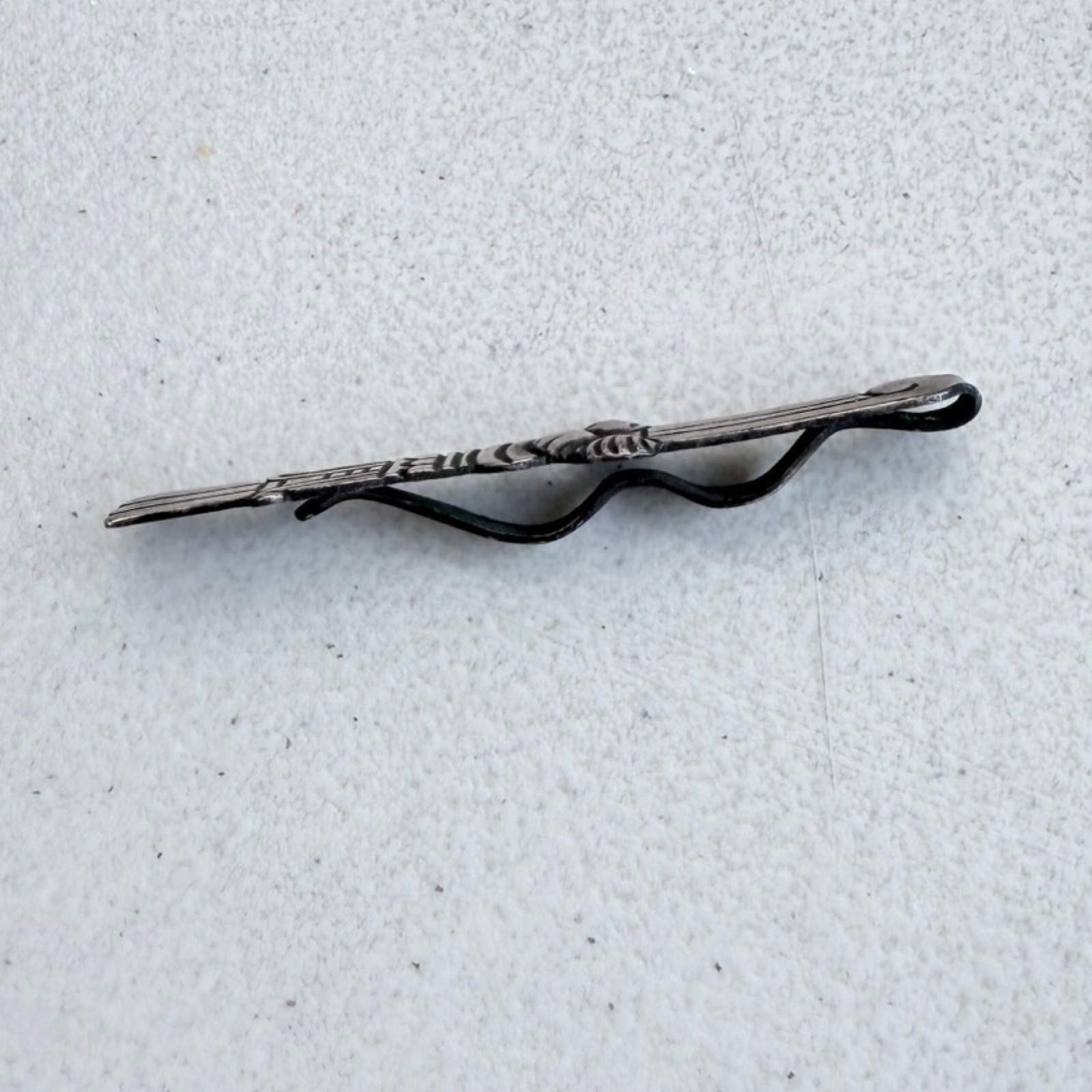 Vintage Sterling Silver 980 Tie Clip Taxco Mexican Ornate Pattern Bar