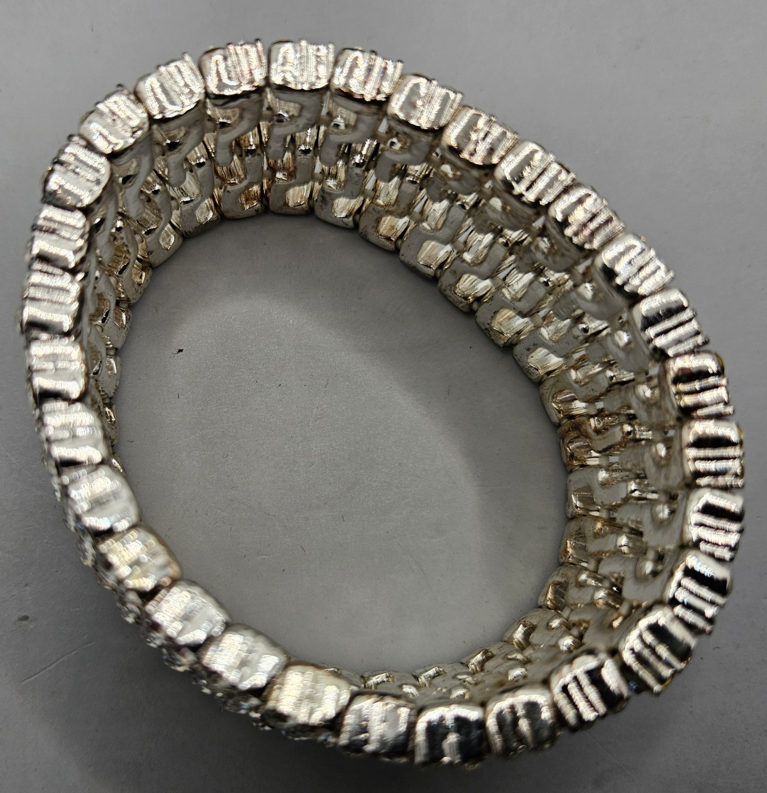 Rhinestone Wide Bracelet Stretch Band Clear Glass Stones Sparkling Party
