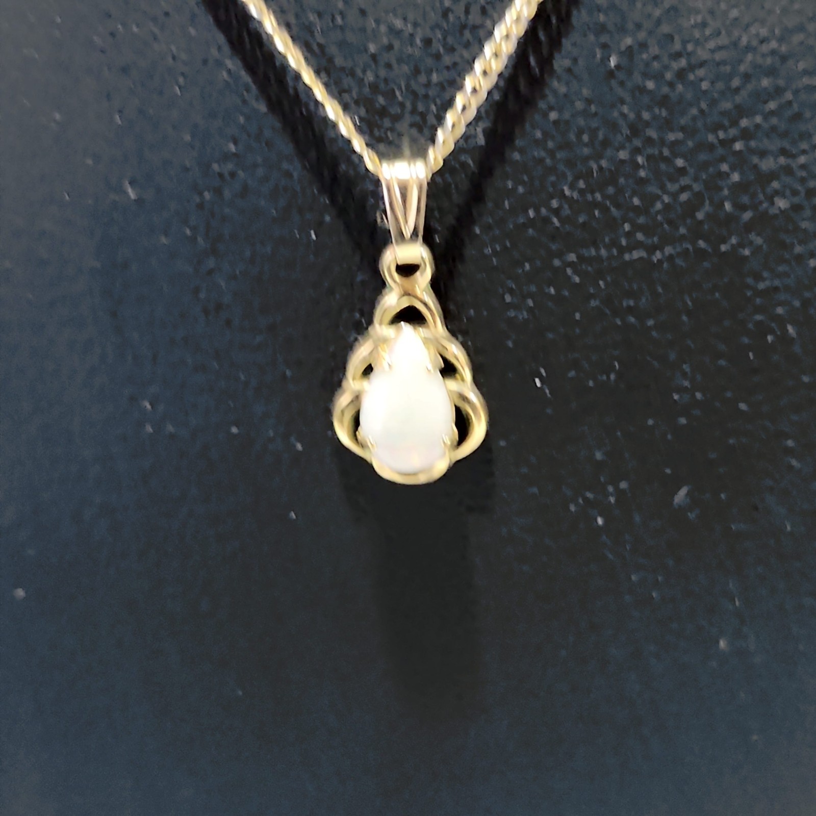 Vintage Opal Teardrop Pendant Necklace 12k Gold Filled GF Art Deco Filigree✨