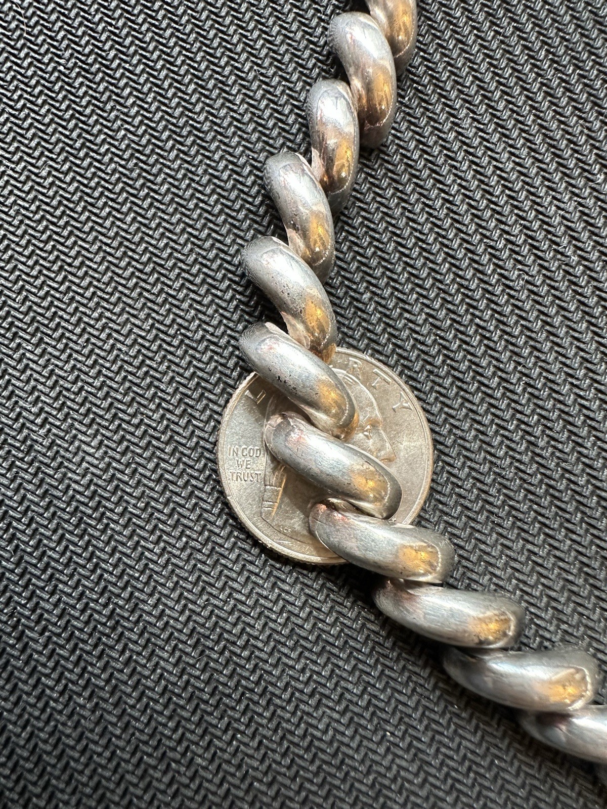 Vtg Sterling Silver 925 San Marco Link Macaroni Style Necklace, 16.5in Long