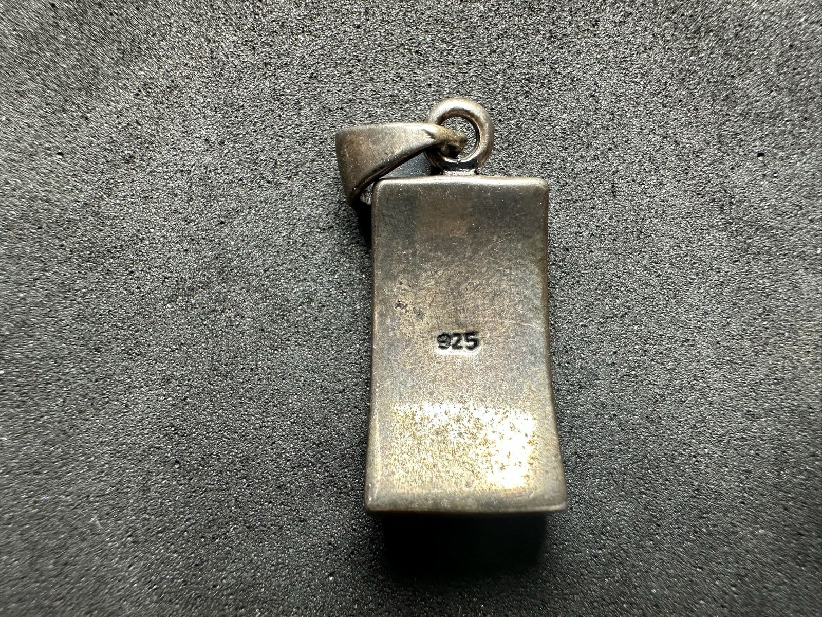 5.18g Vintage Sterling Silver 925 Pendant Blue White Pink Inlay Rectangular M