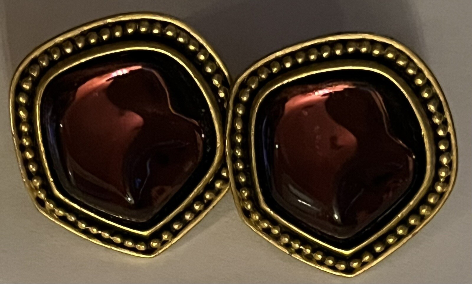 Vintage Yves Saint Laurent Metal & Resin Clip-On Earrings YSL Designer Authentic