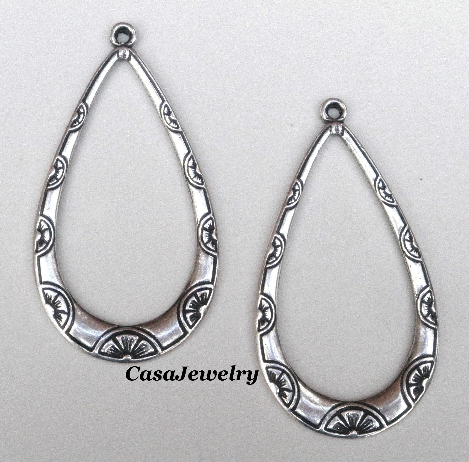 #0491 ANTIQUED .925 STERLING SILVER PLATED CELTIC TEARDROP W/TOP RING – 1 Pair