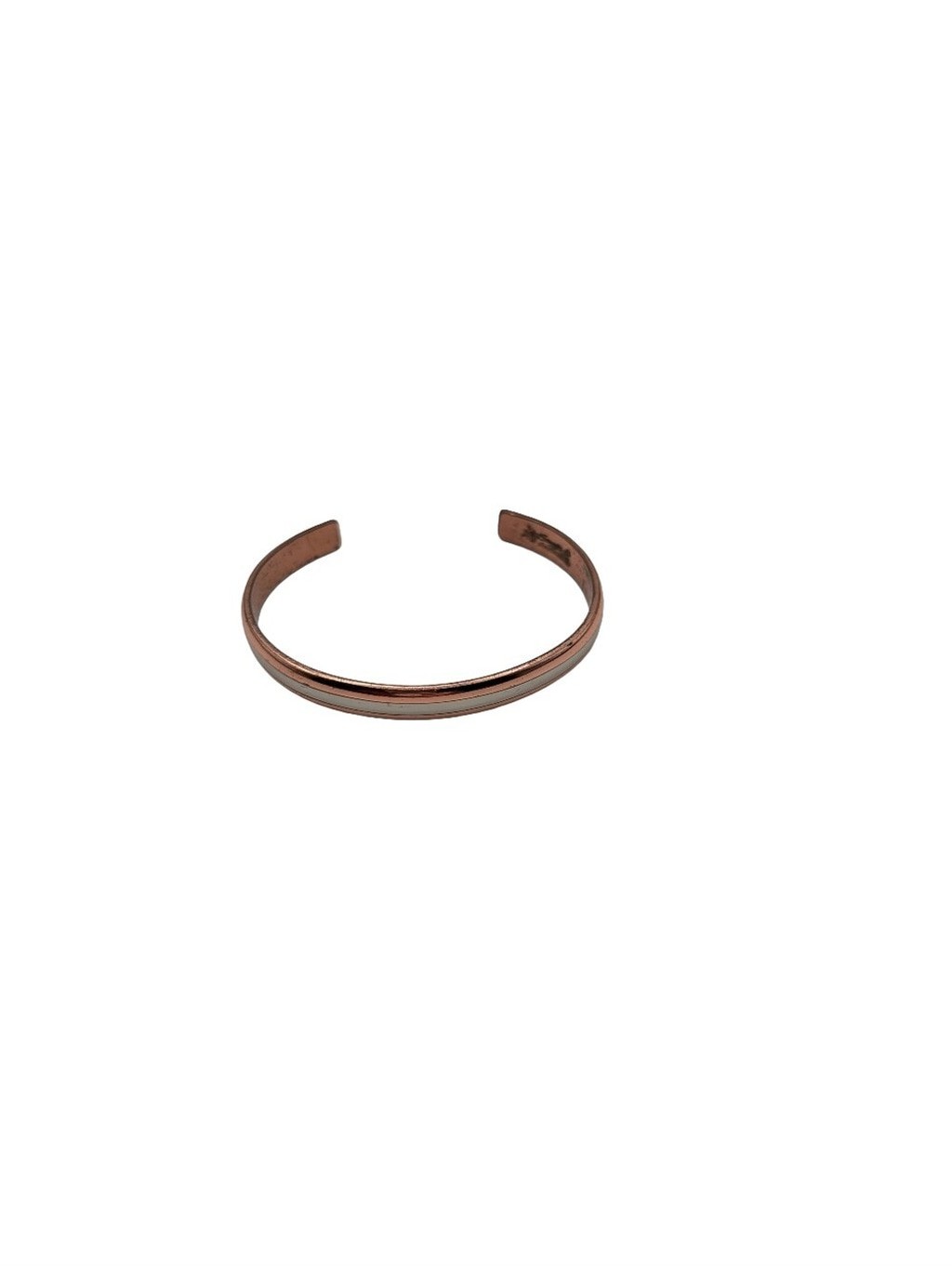 Vintage Copper Cuff Bracelet with Silver Inlay