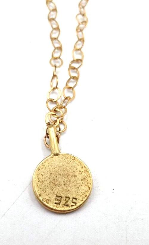 VTG 1970’s Gold Wash Verneil Over 925 Silver 18″ MOM Charm White Bead Necklace