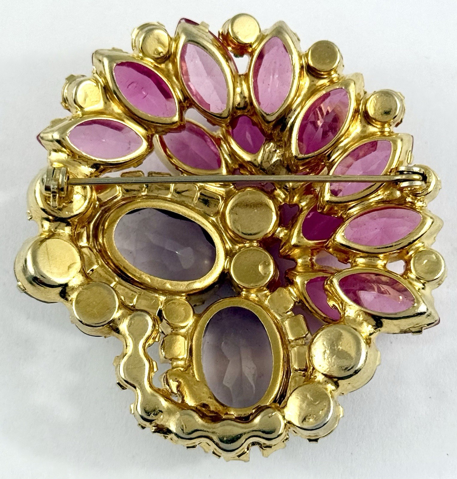 Vintage DeLizza & Elster Juliana AB Pink Lavender Brooch Pin
