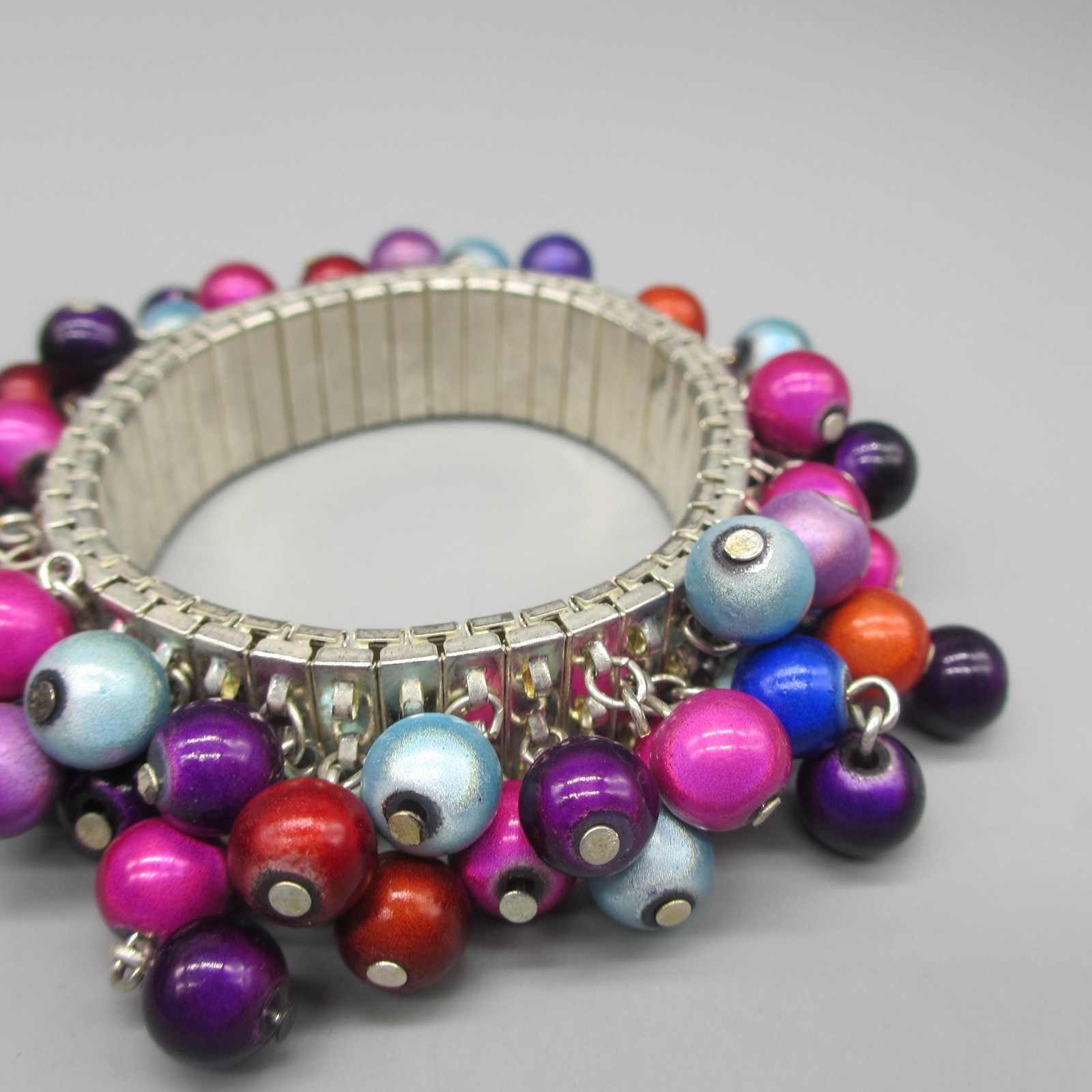 Vintage Cha Cha Expansion Bracelet Beads Red Purple Pink Blue