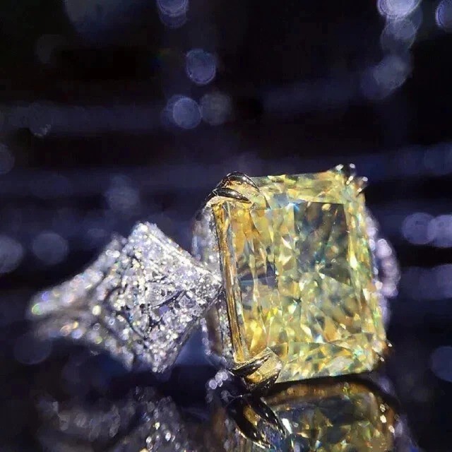 4.02Ct Emerald Cut Lab-Created Citrine Diamond Engagement 14K White Gold FN Ring