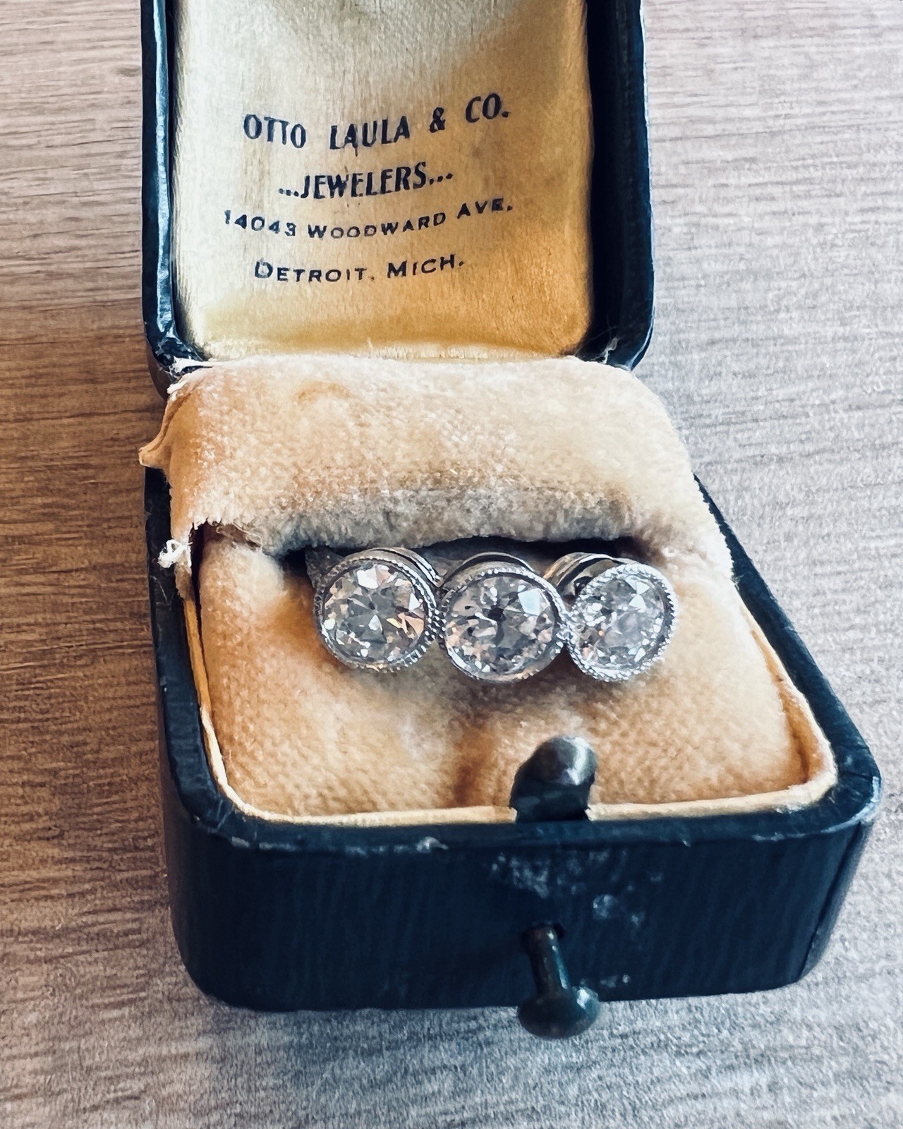 1920’s Antique Deco Old European Cut Diamond Platinum Bezel Milgrain Ring
