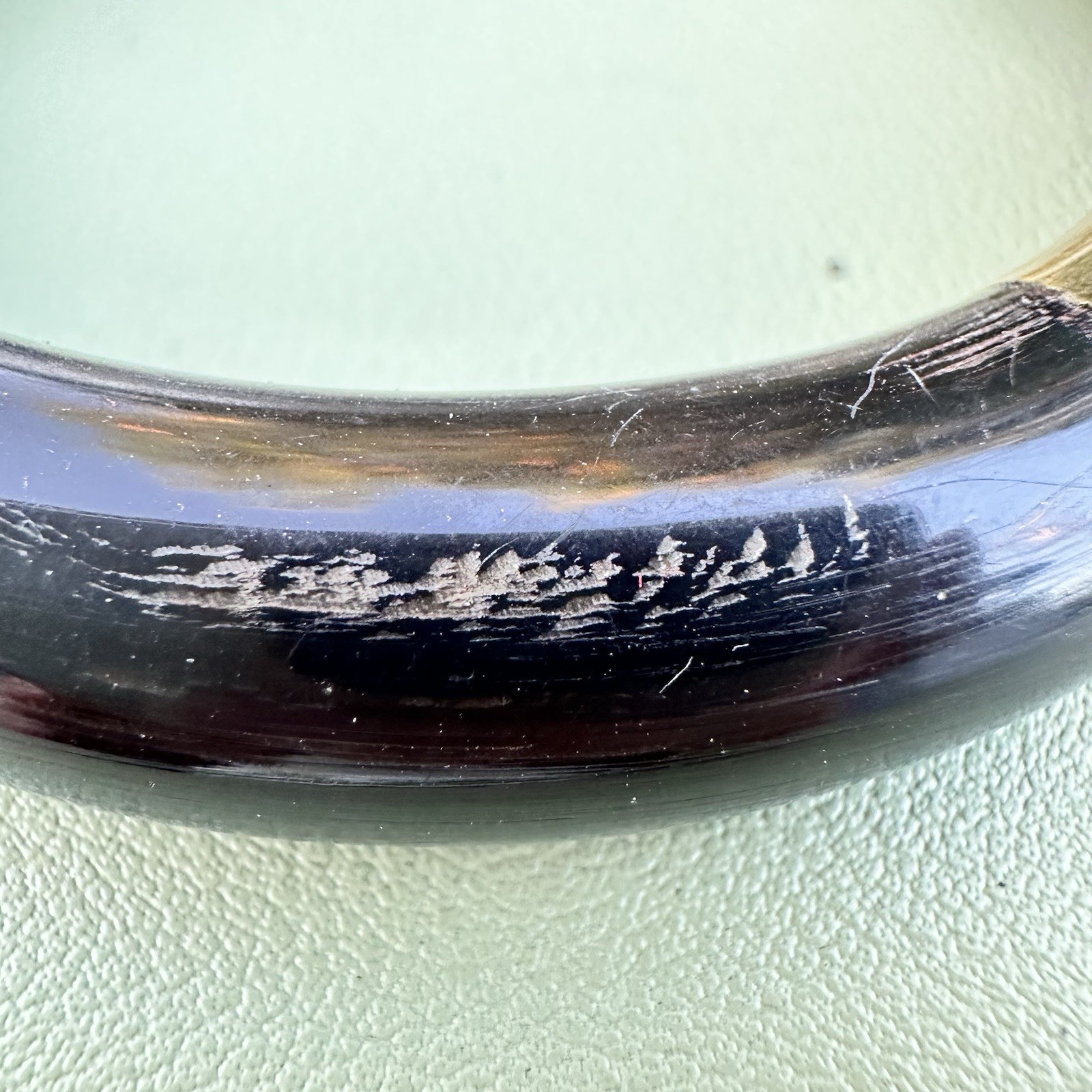 Vintage Black Coral Bangle Bracelet Brass Organic Material Modernist Sculptural