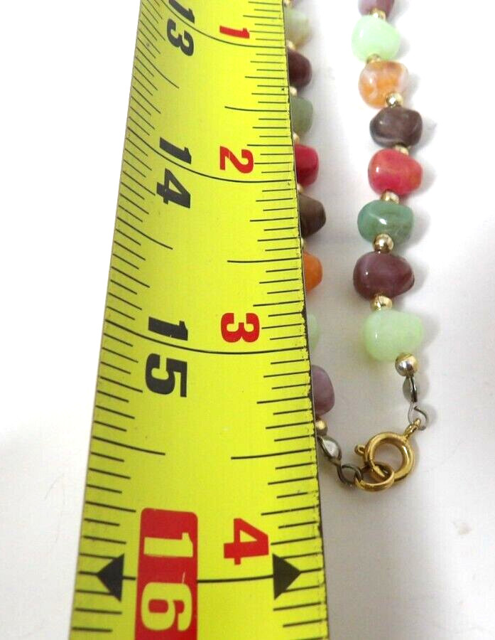 Multicolor Faux Stone 15 Inch Necklace Beaded Vintage Natural Stone Shapes