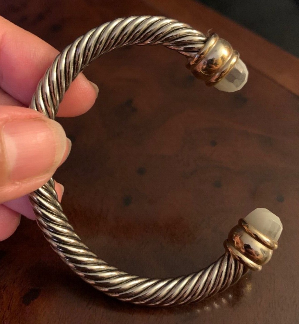 Vintage Silver Tone Cuff Bracelet and Earring Set with White Stone