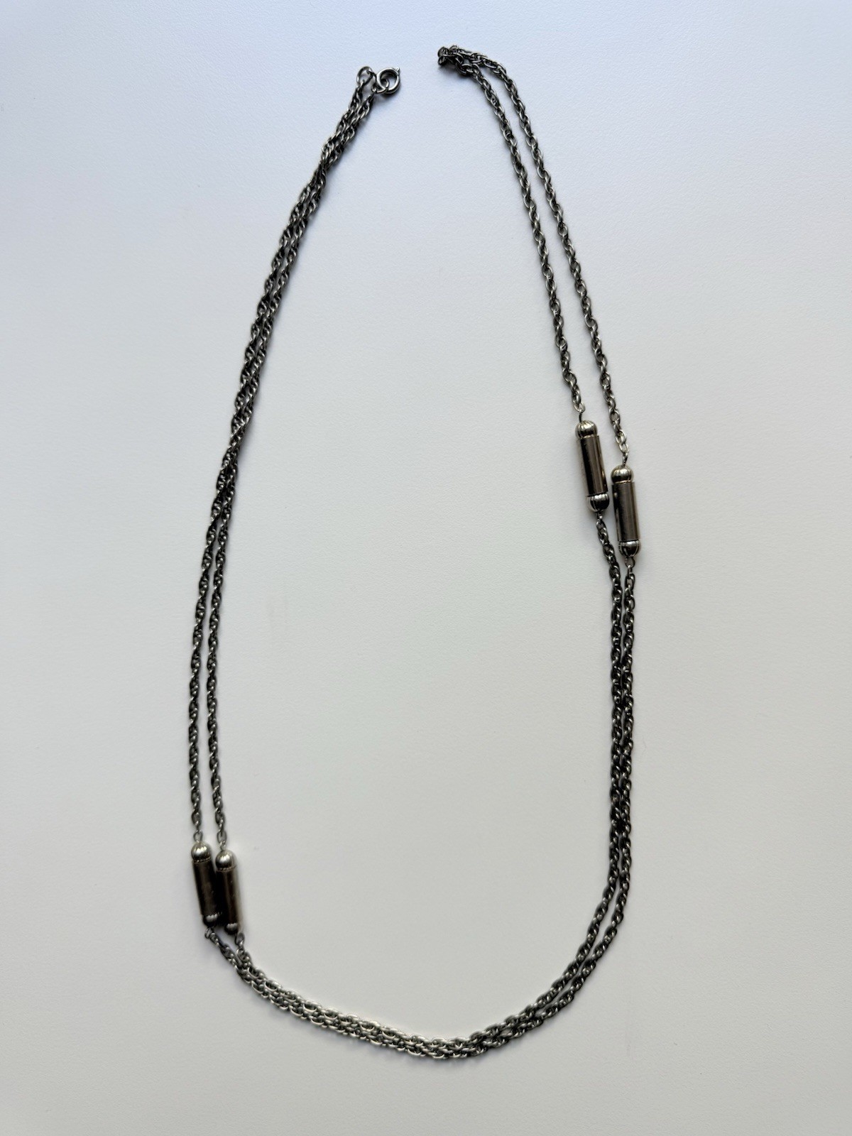 Two Vintage Silver Metal Chain Necklaces, Not Sterling (3321)