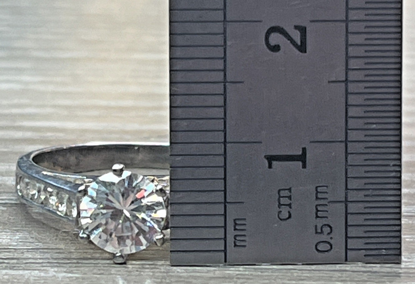 Vintage DBJ Sparkling CZ Solitaire Accents Engagement Ring Silver Tone SZ 8.25