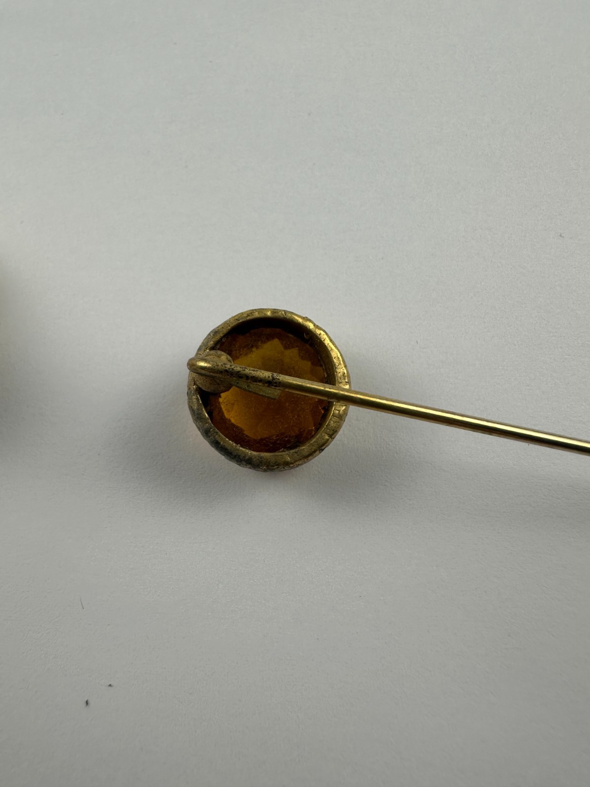 Vintage Amber Emerald Cut Cocktail Ring and Lapel Pin